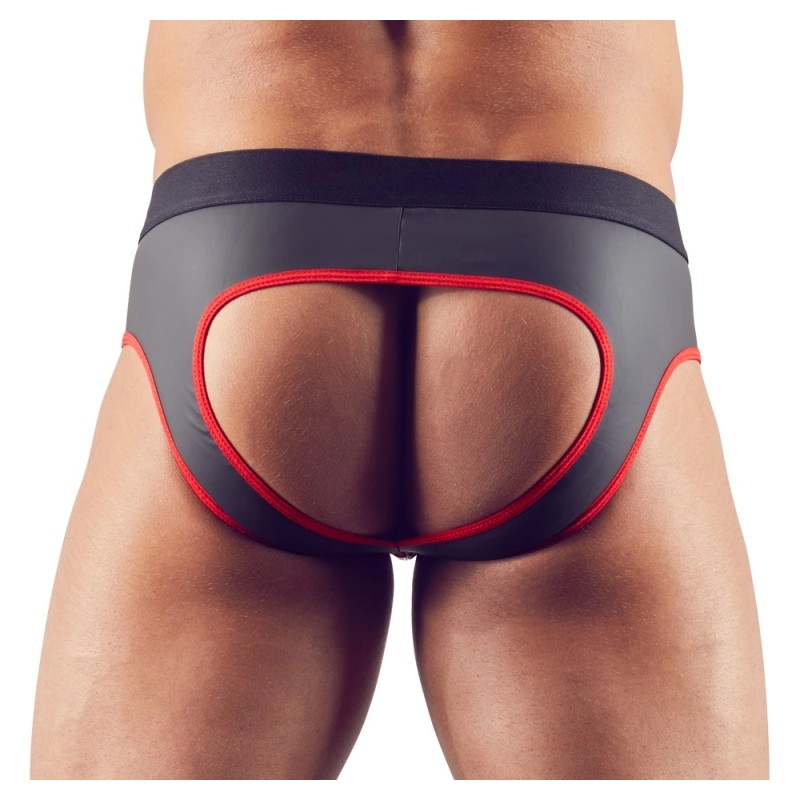 Svenjoyment - Seksowne Jockstrap Otwarte Z Tyłu I Zamkiem Na Penisa Czarno/Czerwone L